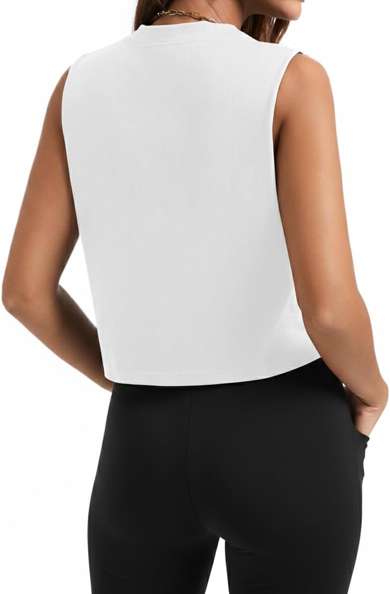 Sofia's Choice Sleeveless Crop Tank Top - Summer Loose Fit Open Side Workout Top for Women