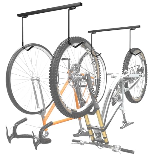 Ceiling Bike Rack for Garage - Holds 2 Bikes, Space Saving Ceiling Storage
