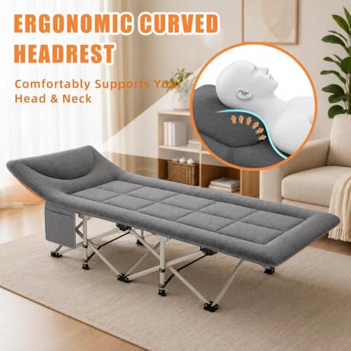 Heavy Duty Camping Cot with Mattress for Adults - 10 Legs, 500 lbs Capacity