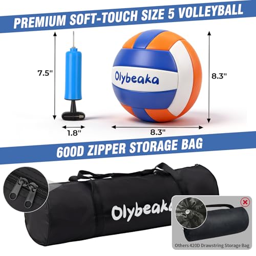 White 32ft Outdoor Portable Volleyball Net Set - Adjustable, Heavy-Duty Poles, Accessories
