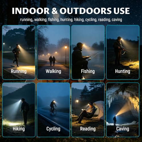Camping Headlamp Flashlight 4 Pack - Bright, Lightweight, Battery Powered