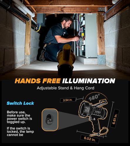 LUTEC 2 Pack Rechargeable 1,000,000LM Waterproof Spotlight with Red Filter, Foldable Stand & 4 Modes (Orange)