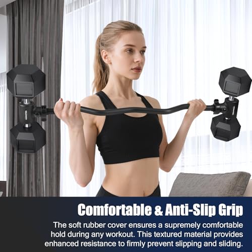 Dumbbell to Barbell Converter - Adjustable EZ Curl Bar for Home Gym