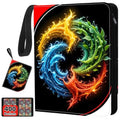 4 Pockets Card Binder - Can Hold 400 Cards with 50 Removable Sleeves - HD Digital Print, Black & 4 Elements