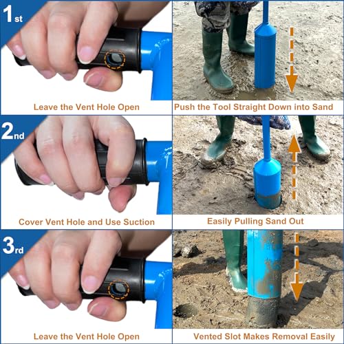 Palmyth Clam Gun with Vented Hole and Heavy-Duty Clam Bag - 31-inch Digging Tool + Mesh Collector