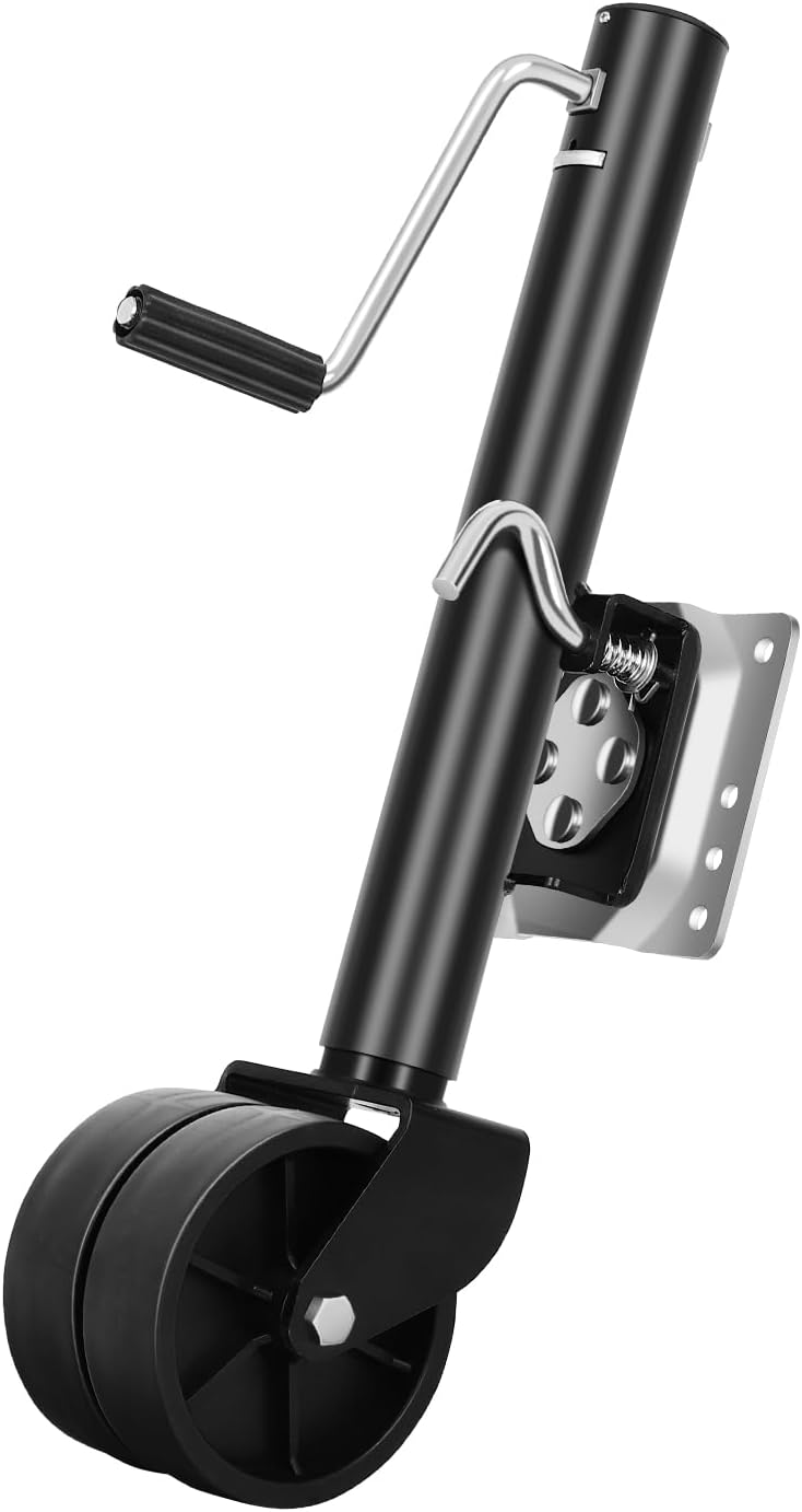 2000 lbs Heavy Duty Boat Trailer Jack - 6" Double Wheel RV Tongue Jack with 12" Lift (Black)