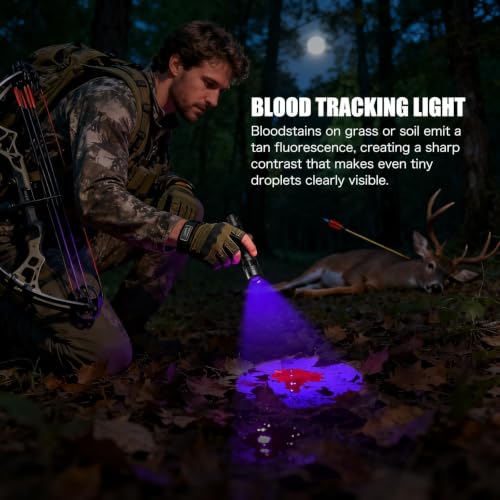 Rechargeable UV Flashlight 365nm for Deer Blood Tracking & Fluorescence Inspection