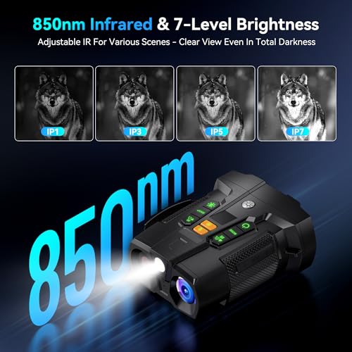 XOOIOOY 4K Night Vision Binoculars with 4.5" HD Screen, 10X Zoom, IR, 5000mAh Battery