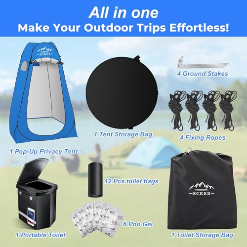 Portable Camping Toilet Set with Privacy Tent - XL Outdoor Shower & Bathroom