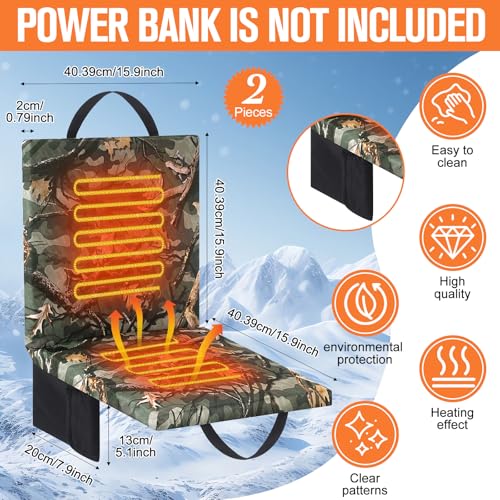 Heated Hunting Seat Cushion with Back Support - Woodland Camo, 2 Pack