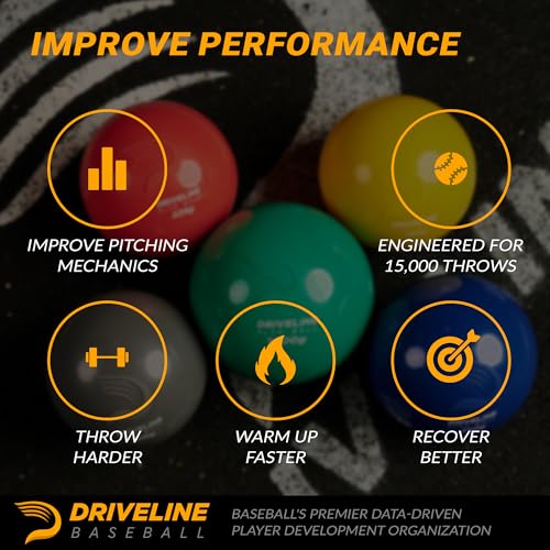 Driveline Baseball PlyoCare Balls Set of 6 Weighted Pitching Training Balls with 16-Week Program