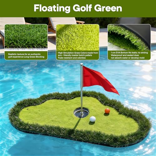 AILE Floating Golf Green for Pool - Practice Putting Mat with Ball Retriever & Accessories
