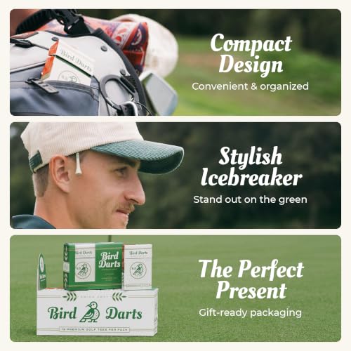 72 Golf Tees Pack of 4 - Bamboo Wooden Tees in Cigarette-Style Packaging for Golfers