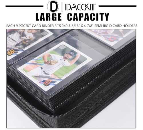 D DACCKIT Semi Rigid Card Binder for Trading & Sports Cards - Holds 540 Sleeved Cards, Black
