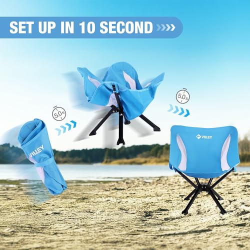 VILLEY Portable Folding Camping Chair - Lightweight Outdoor Seat, Blue, Variation 1