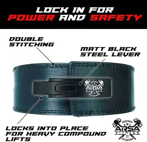 Arsa Fitness Weightlifting Adjustable Lever Belt for Men & Women Real Cow Hide Leather for Powerlifting Back Support Workout Deadlifts Squats 13MM Thickness 4" Width - CHAMELEON (SMALL)