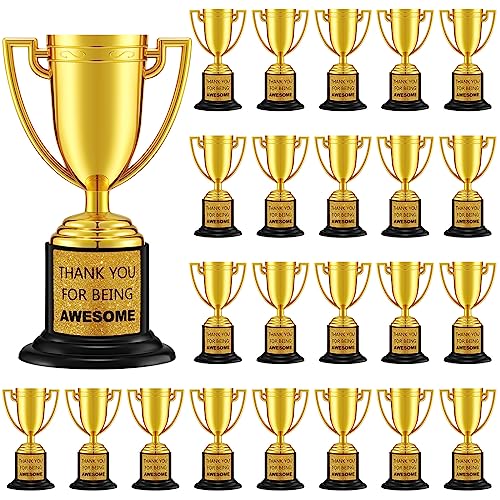 Awesome 24 Pcs Mini Gold Trophy Awards - 4 Inch Plastic Sports Prizes