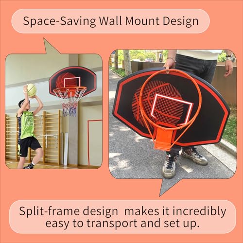 GOSR Large Wall Mounted Basketball Hoop 36x24 Backboard for Indoor Outdoor Play