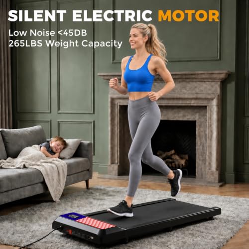 Gkyet Flag Under-Desk Treadmill with Incline, 2.5 HP Home Walking Machine, Remote & LED Display