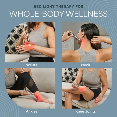 Red Light Therapy Wand - Silver Handheld Infrared Light Torch for Muscles & Joints