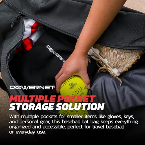 PowerNet Pro Bat Vault Duffle Bag for Baseball & Softball Gear with Removable Bat Sleeve