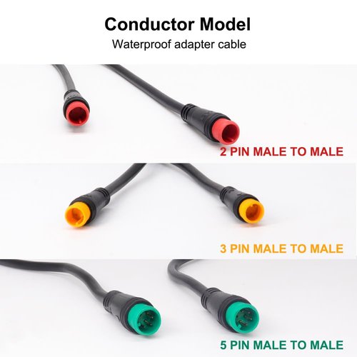 Male to Male Ebike Extension Cable for Electric Bike Display and Gear Shif Sensor, Julet 2Pin / 3Pin / 5Pin Waterproof Connector to Expand Ebike Light and Twist Throttle (3 Pin Male to Male Yellow)
