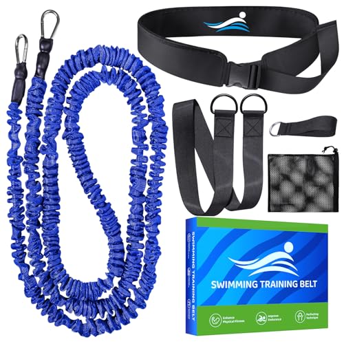 Blue Adjustable Swimming Resistance Belt 8-25FT for Pool Training