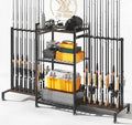 SOYEEZE Black 28-Rod Fishing Rod Holder Rack for Garage & Tackle Storage