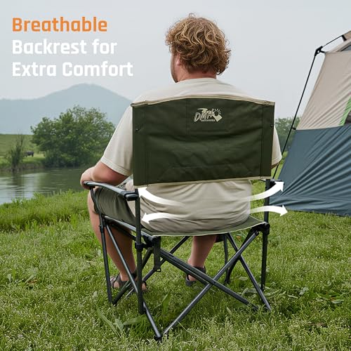 Heavy Duty Camping Chair 400LBS Capacity - Green, Foldable Outdoor Seating