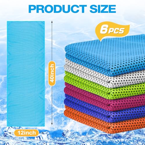 MENOLY 6 Pack Cooling Towels 40x12 Inch Instant Chill Sports Towels with Breathable Carry Bags