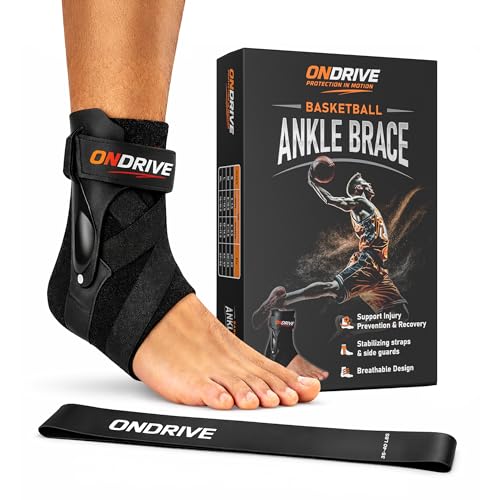 Large Adjustable Basketball Ankle Brace with Rigid Stabilizers - Men Women