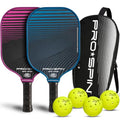 PRO-SPIN 2-Player Blue/Pink Carbon Fiber Pickleball Paddle Set - Indoor/Outdoor USAPA Approved