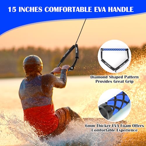 Blue 75FT No Stretch Dyneema Wakeboard Rope & Handle Set