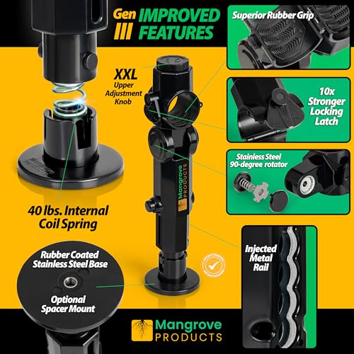 Gen3 Adjustable Trolling Motor Stabilizer - Gloss Black, No Drilling, Shock Absorber Support