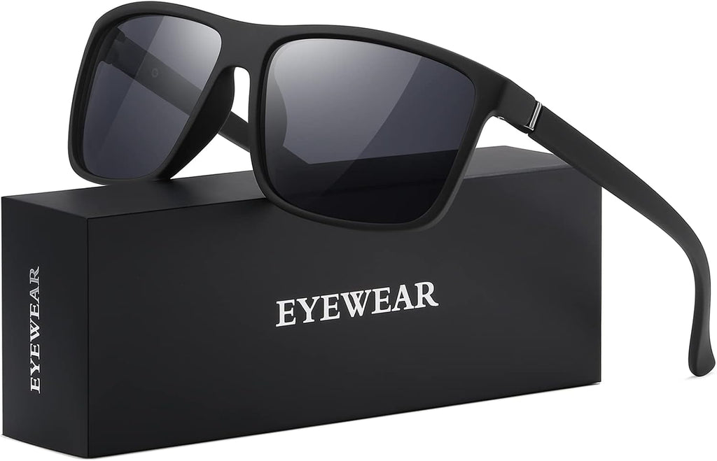 Skiennix Polarized Sunglasses - Black Retro Style for Men & Women | UV Protection for Driving & Fishing