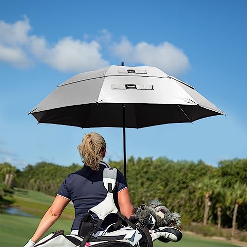 Silver 68-Inch UPF50+ Sun Umbrella UV Protection Windproof Golf Canopy