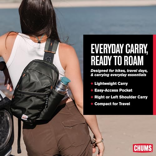 Chums Daytripper Hiking Sling Bag with Water Bottle Holder - Black