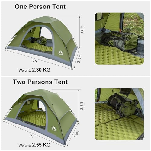 Night Cat 1-Person Upgraded Backpacking Tent Olive Green Easy Setup Waterproof Light & Compact