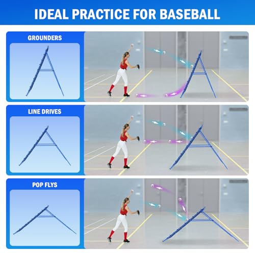 6FT x 4FT Baseball & Softball Rebounder Net with 3 Modes - Practice Equipment