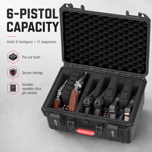 Kinghardcase Pistol Gun Case for Multiple Handguns & Magazines - Ink Black