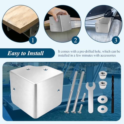 Right Angle Pontoon Deck Corner Cap Kit for 90 Degree Watercraft - 2 Pack