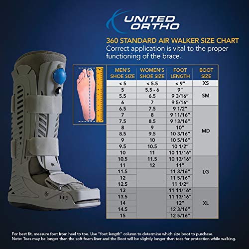 United Ortho 360 Air Walker Fracture Boot - Medium, Grey, Supportive Post-Op Boot