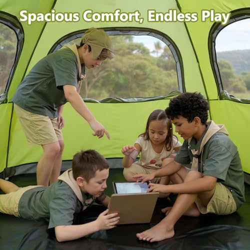 Green Pop Up Camping Tent for 3-4 Persons - Instant, Windproof & Portable