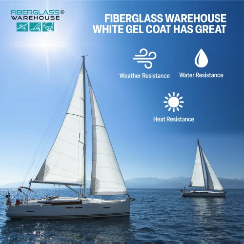 Fiberglass Warehouse White Gel Coat - 1 Gallon, No Wax, Easy Application with Catalyst