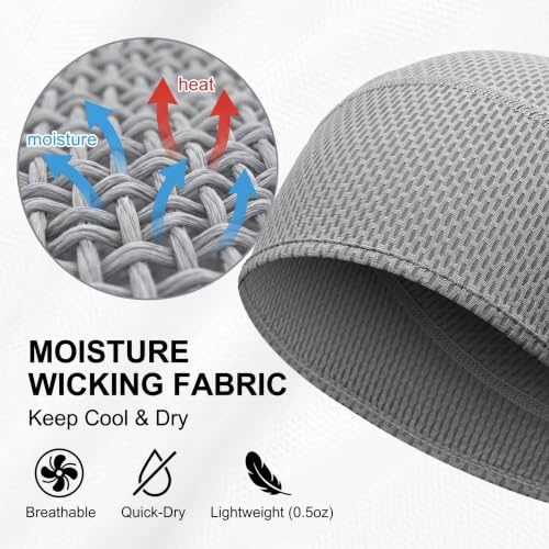 Cooling Skull Caps for Men Women 3-Pack - Quick Dry Helmet Liners Black Grey Blue