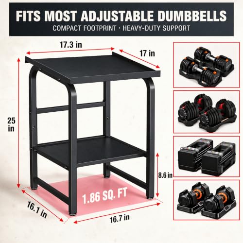 Heavy Duty Adjustable Dumbbell & Kettlebell Storage Rack - Home Gym Organizer