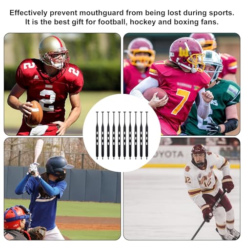 10 Pack Football Mouth Guard Tether Straps - Black, 18.1cm