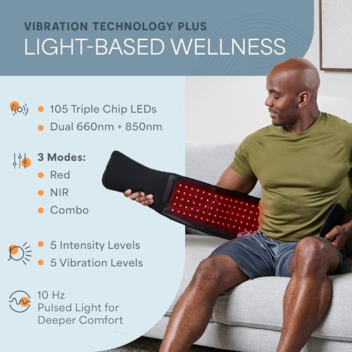 Corded Red Light Therapy Belt with Pulse Modes & Vibration - Black
