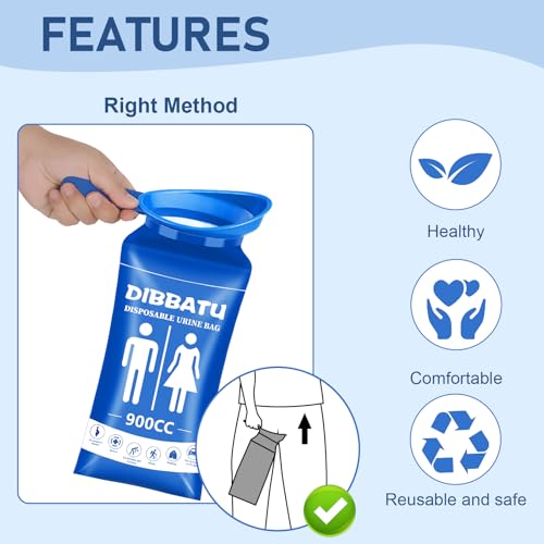 Disposable Urine Bag with Handle for Women and Men - 12 Pack, Blue