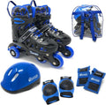 Kids Blue Inline Roller Skates with Protective Gear Set - Adjustable, Indoor & Outdoor